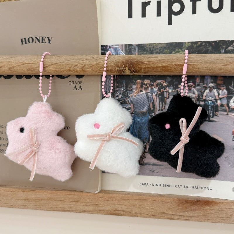 Fashion Cartoon Plush Bunny Doll, Cute Hand-Woven Pendant Ornament
