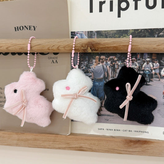 Fashion Cartoon Plush Bunny Doll, Cute Hand-Woven Pendant Ornament