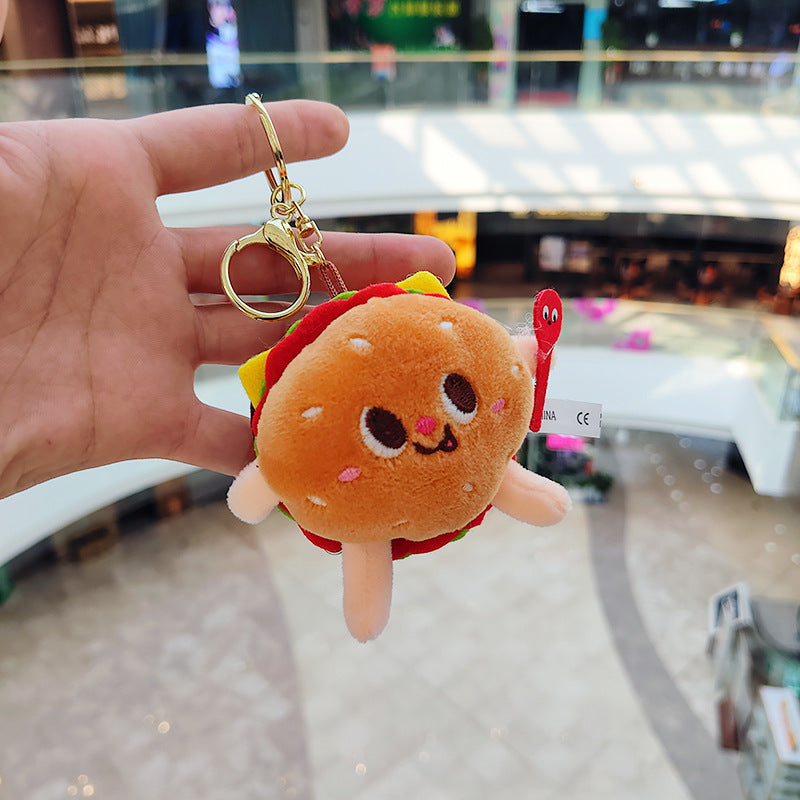Cartoon Plush Hamburger, Fries, Hot Dog & Chicken Leg Keychain – Cute Food Plush Pendant