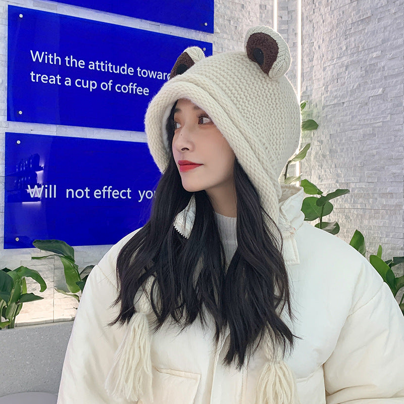 Cozy Chic: Women's Frog Knitted Warmth One-Piece Woolen Hat (One Size).