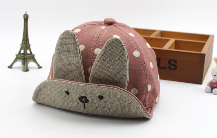 Cartoon Cute Bunny Soft-Brim Baseball Hat, Adjustable Cotton Cap for Kids