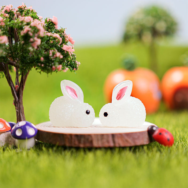 Luminous Bunny Ornament, Cute Animal Resin Cartoon Decor (Pastoral Style)
