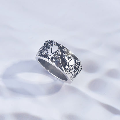 Dog and Girl Carved Ring, European & American Style Copper Electroplated Animal Jewelry