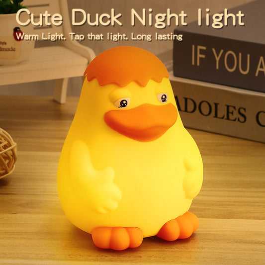 Silicone Cute Duck Induction Night Lamp – USB Rechargeable Warm Light (3-Level Dimming)