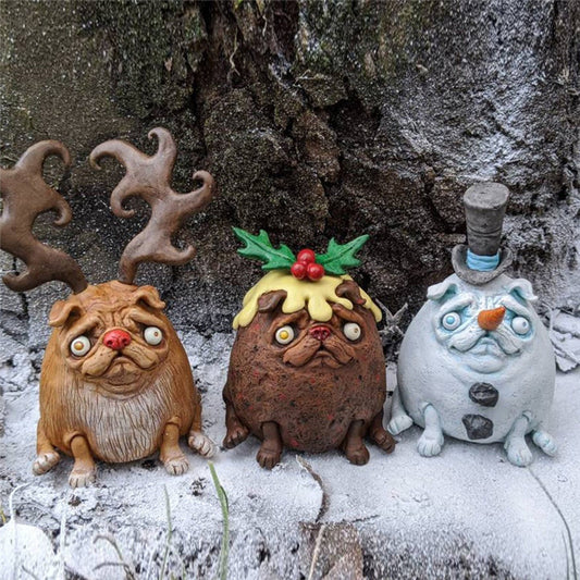 Pumpkin Dog Doll Ornament, Christmas Resin Animal Craft for Home Decoration