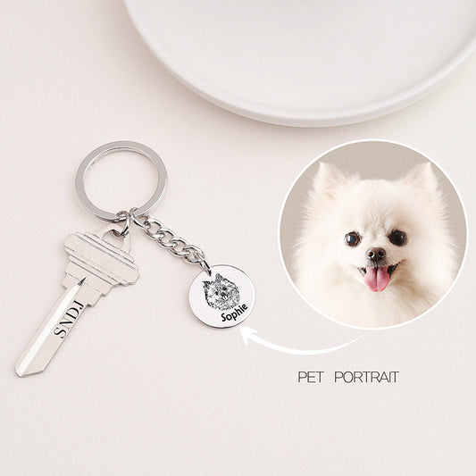 Ins Pet Cat and Dog Photo DIY Keychain