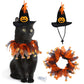 Halloween Witch Hat & Collar Set, Funny Party Cosplay Costume for Cats & Small Dogs