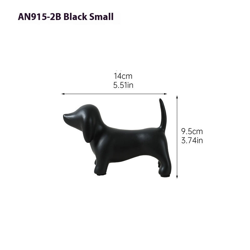 Minimalist Ceramic Dog Ornament, Modern Black, White & Metallic INS-Style Home Decor (Large & Small Sizes)