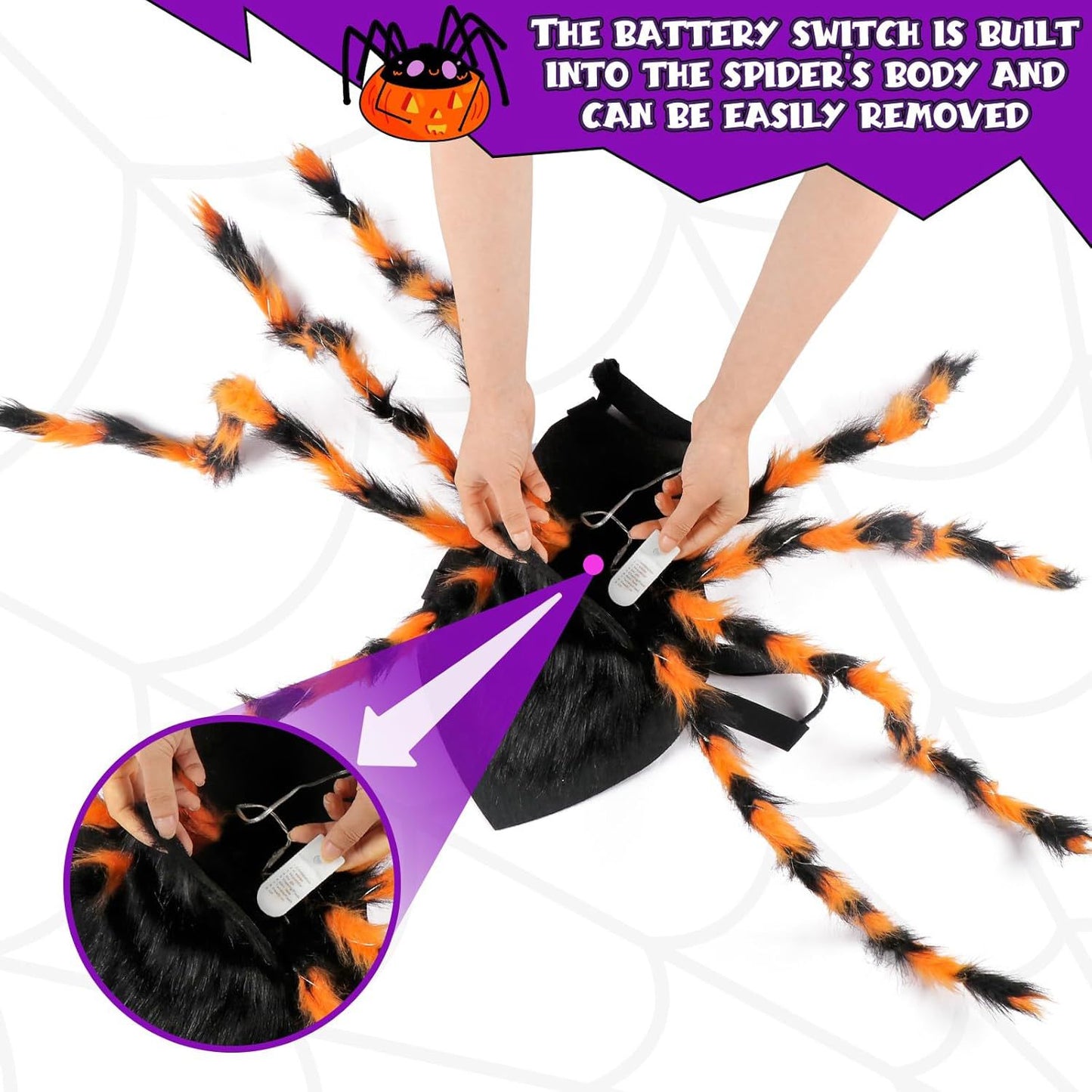 Halloween Luminescent Spider Pet Costume, Dress-Up Props for Kittens, Small Pets & Big Dogs
