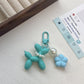 Pearl Balloon Dog Flower Keychain, Colorful Resin & Plastic Pendant
