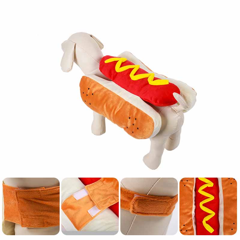 Funny Halloween Costumes for Dogs, Hot Dog Design Pet Outfit for Cats & Puppies