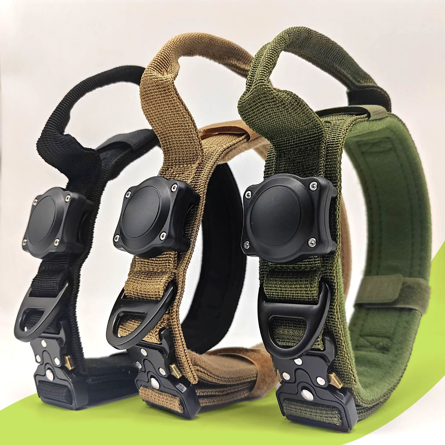 Tactical Waterproof Positioning Ring Dog Collar, Heavy-Duty Polyester Outdoor Pet Collar