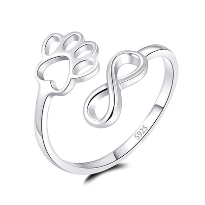 Women’s Cute Dog Paw Shape Ring, Simple & Stylish Silver Fashion Jewelry