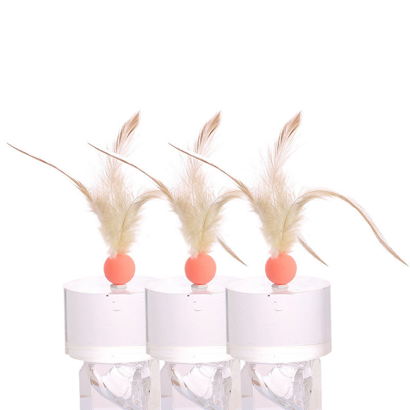 Elastic Chicken Fur Ball Cat Toy – Self-Hit Bouncing Pet Toy (Single & 3-Pack Options)