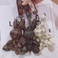 Creative Fashion Leather Bunny Car Keychain, Stylish Plaid Pendant Accessory