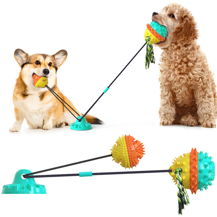 Powerful Sucker Dog Toy, Interactive TPR Suction Cup Tug & Vocal Ball Toy for Active Dogs