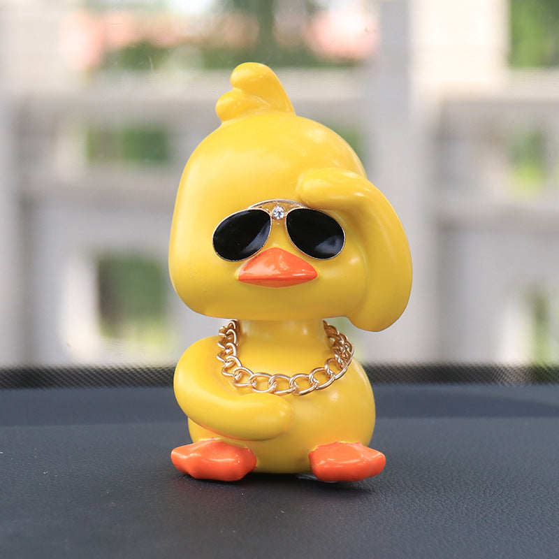 Insta-Worthy Ride: Little Yellow Social Duck Cartoon Resin Car Interior Ornaments.