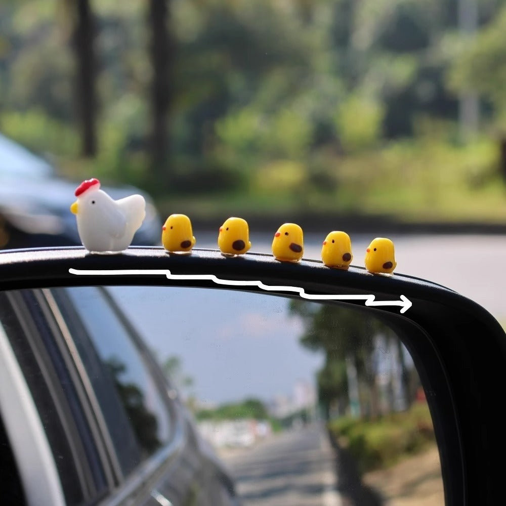 Roadside Charm: Cute Cartoon Little Chicken Car Decoration Doll (Resin Decompression).