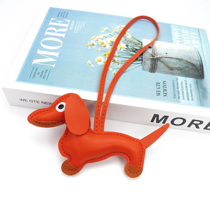Sausage Dog Style Carrying Strap Bag Ornament, Fashion Commuting Leather Charm