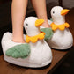 Cozy Home Comfort: Autumn/Winter Cartoon Duck & Flower Plush Slippers (Thickened Foam Sole).
