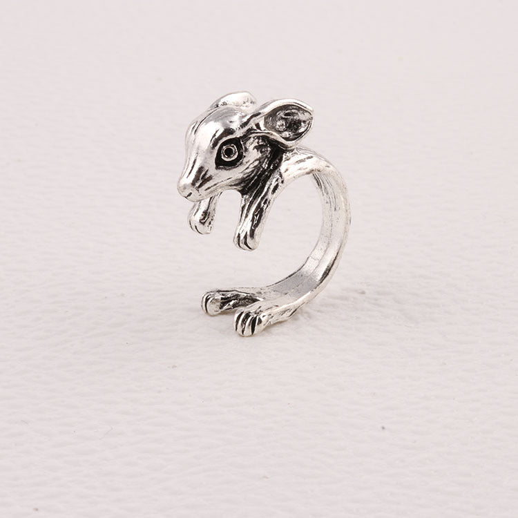 Simple Retro Bunny Ring, Adjustable Alloy Rabbit Ring for Women