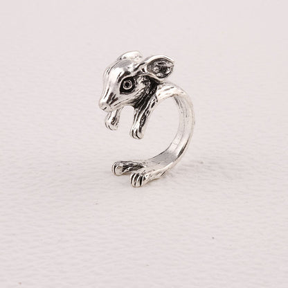 Simple Retro Bunny Ring, Adjustable Alloy Rabbit Ring for Women