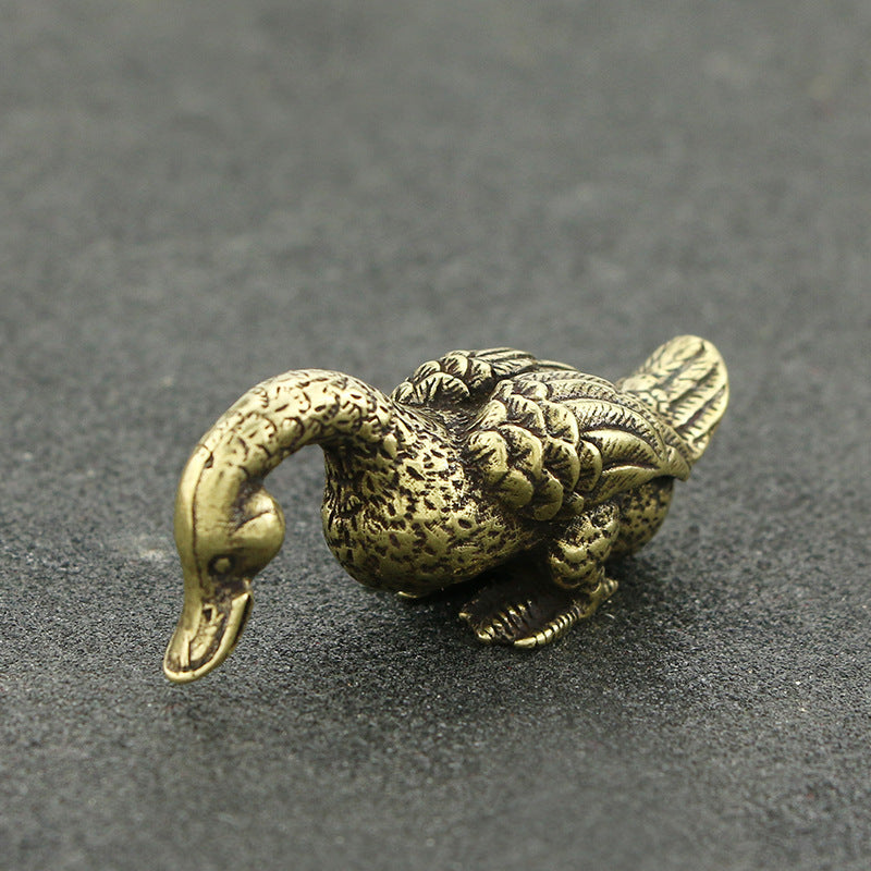 Antique Brass Duck Tea Ornament – Pure Copper Chinese-Style Home Decoration