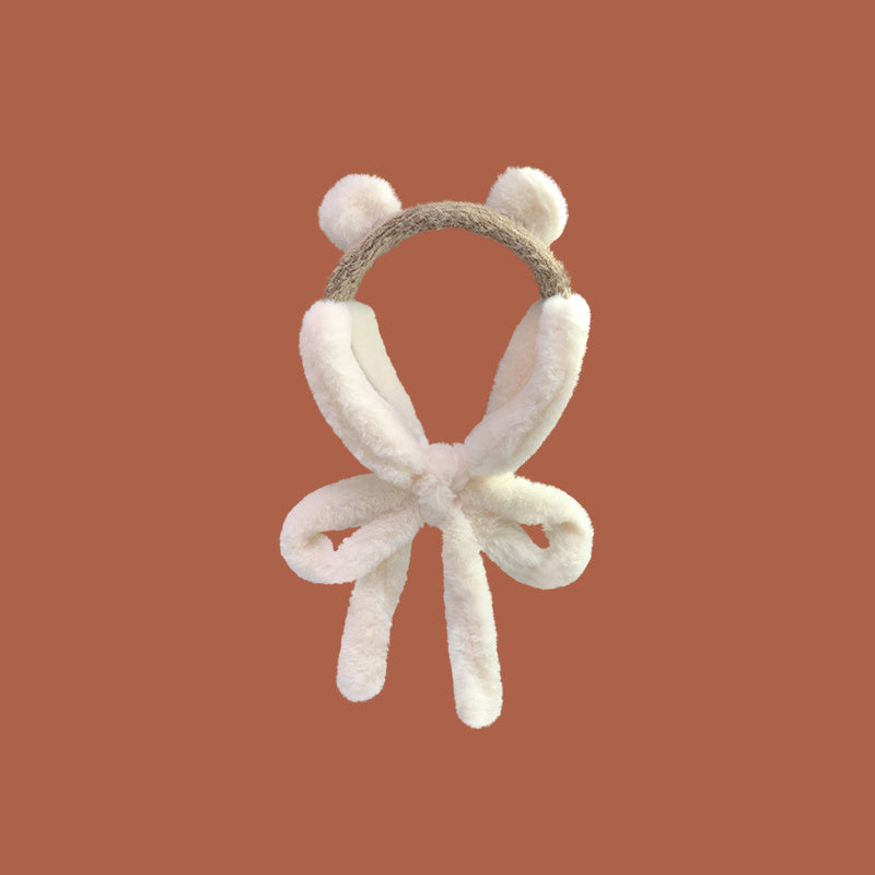 Sweet & Cozy: Cute Khaki Ears Plush Hat (Warm, Versatile, Cartoon Style).