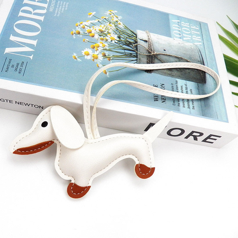 Sausage Dog Style Carrying Strap Bag Ornament, Fashion Commuting Leather Charm