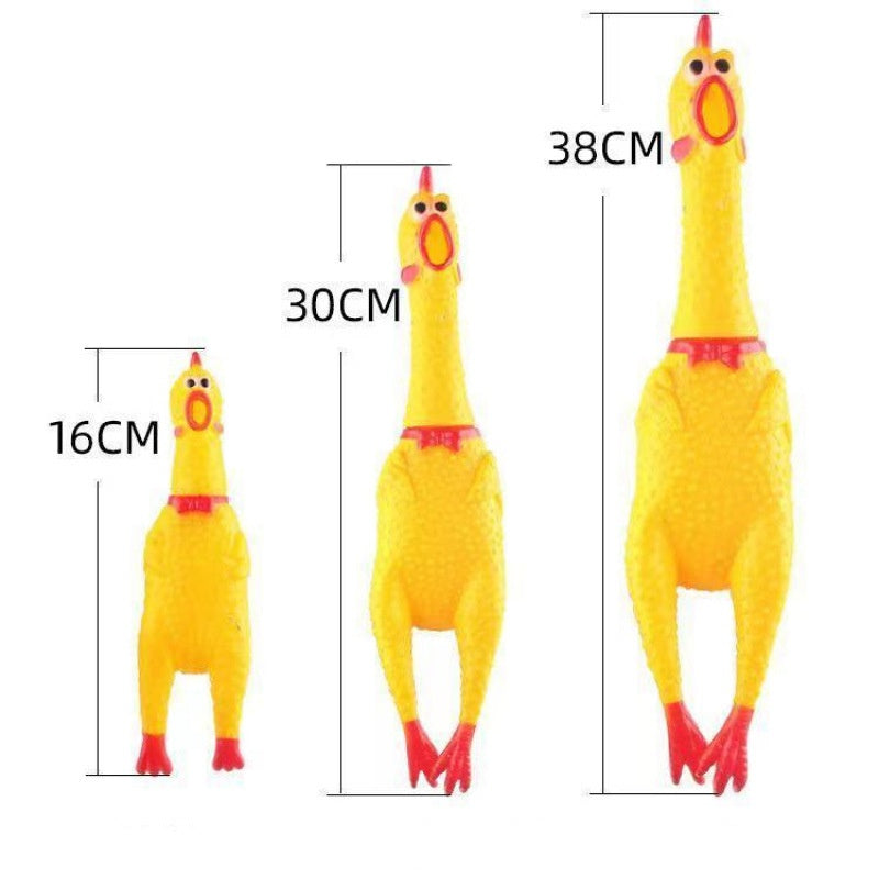 Pet Dog Squeak Toy – Screaming Chicken Rubber Chew Toy (Durable Yellow Exhaust Chicken)