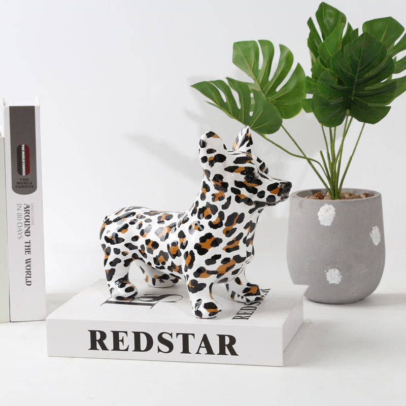 Creative Corgi Resin Ornament, Modern Minimalist Dog Decor for Living Room & Desktop