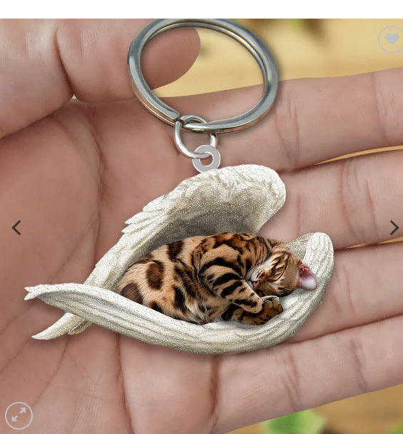 Creative Fashion Cute Dog-Shaped Acrylic Keychain, Single-Sided Print