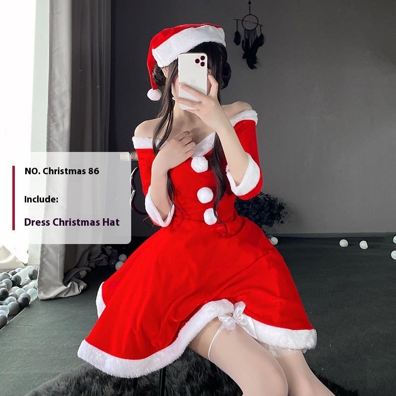 Christmas Bunny Cosplay Uniform, Gold Velvet Women’s Costume Set (Free Size)