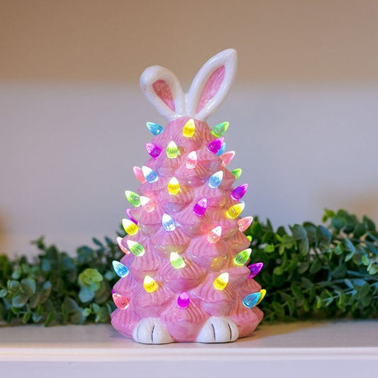 Easter Bunny Ceramic Tree Decorations, Glowing Spring Bunny Ornaments