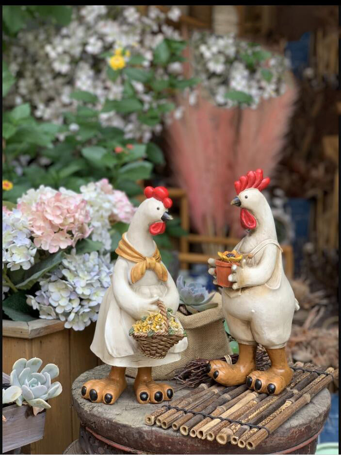 Farmhouse Folk: American Hand-painted Creative Animal Resin Chicken Ornaments.
