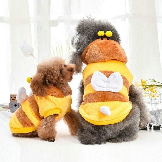 Cat & Dog Autumn/Winter Warm Bee Costume, Yellow Pet Coat for Medium & Large Pets