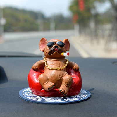 Creative Social Dog Car Decoration, Resin Dashboard Ornament (With/Without Cushion)