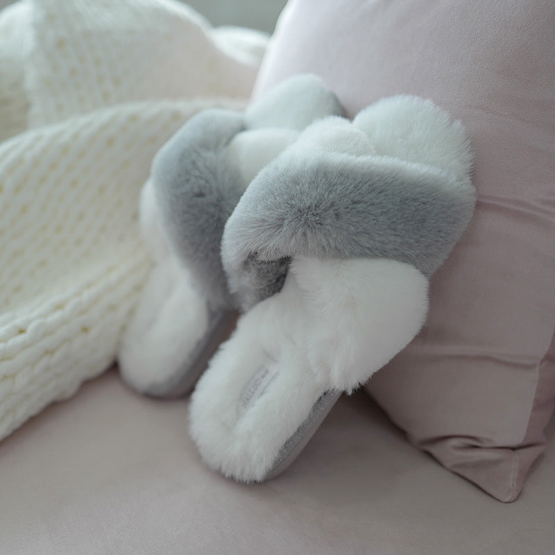 Bunny Fleece Soft Bottom Furry Slippers, Cozy Plush Indoor Footwear