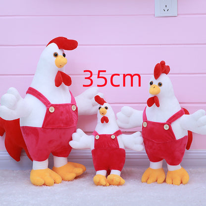 Plush Stuffed Chicken Mascot Doll – Cute Suspender Pants Plush Toy Gift