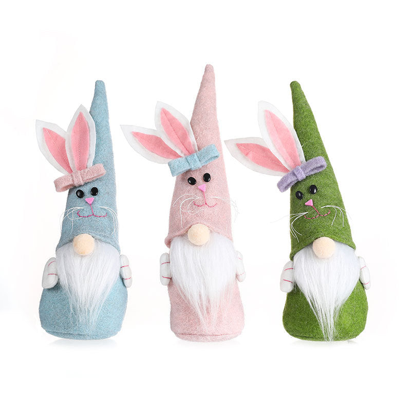 Easter Pointed Hat Bunny Doll, Cute Cloth Ornament for Home Decoration