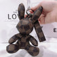 Creative Fashion Leather Bunny Car Keychain, Stylish Plaid Pendant Accessory