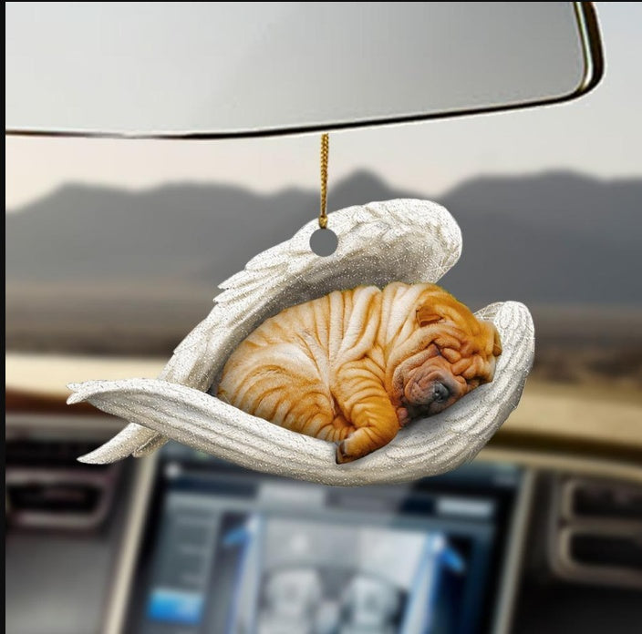 Sleeping Dog Angel Car Pendant, Acrylic Hanging Ornament for Cars, Doors & Home Decor