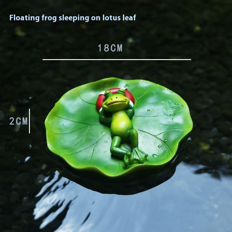 Water Garden Charm: Modern Resin Floating Frog Simulation Animal Ornaments.