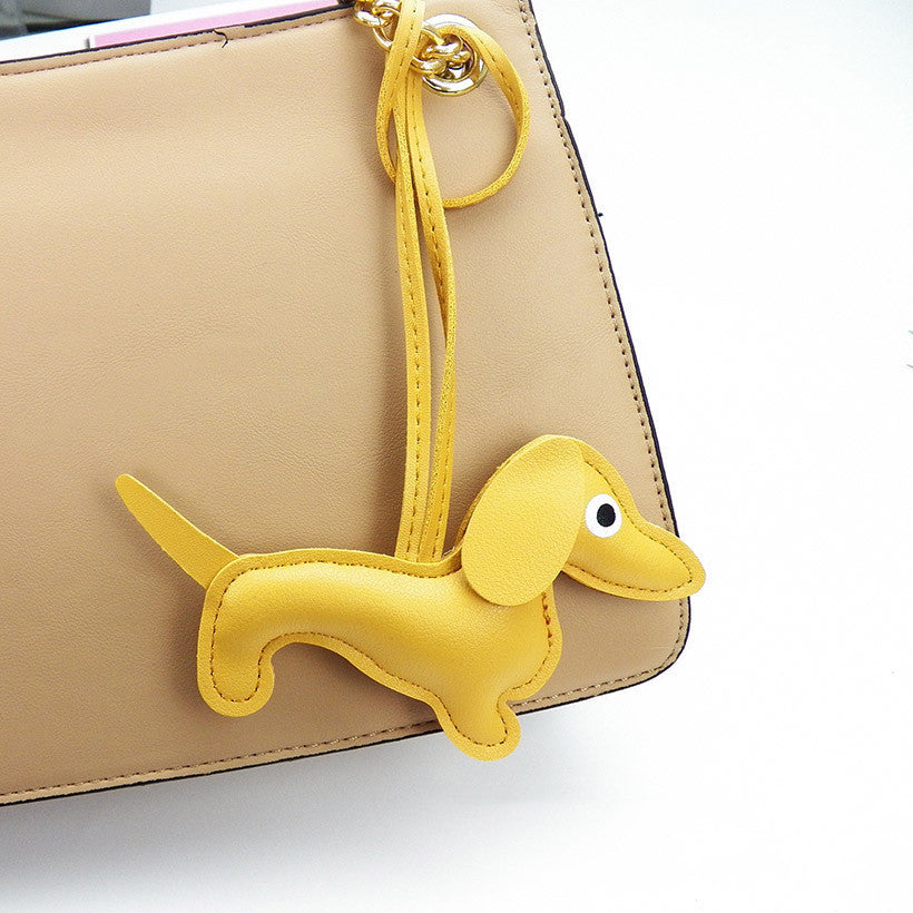 Sausage Dog Style Carrying Strap Bag Ornament, Fashion Commuting Leather Charm