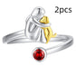 Girl and Dog Pet Ring, Adjustable Silver Alloy Heart-Themed Fashion Ring