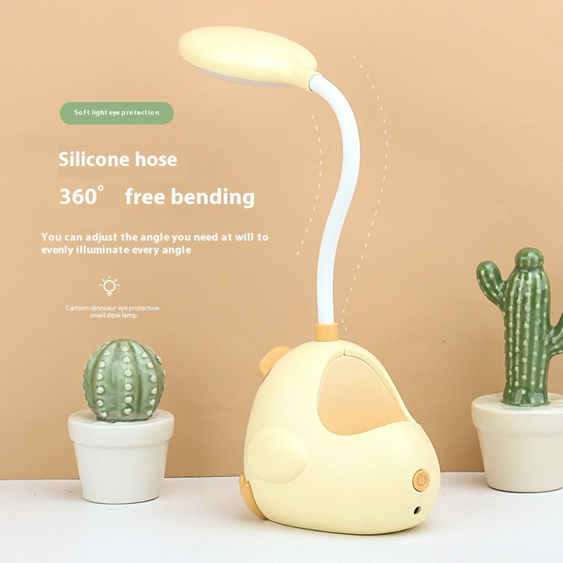 Cute Duck Pen Holder Storage LED Desk Lamp – USB Rechargeable Warm Light Study Lamp