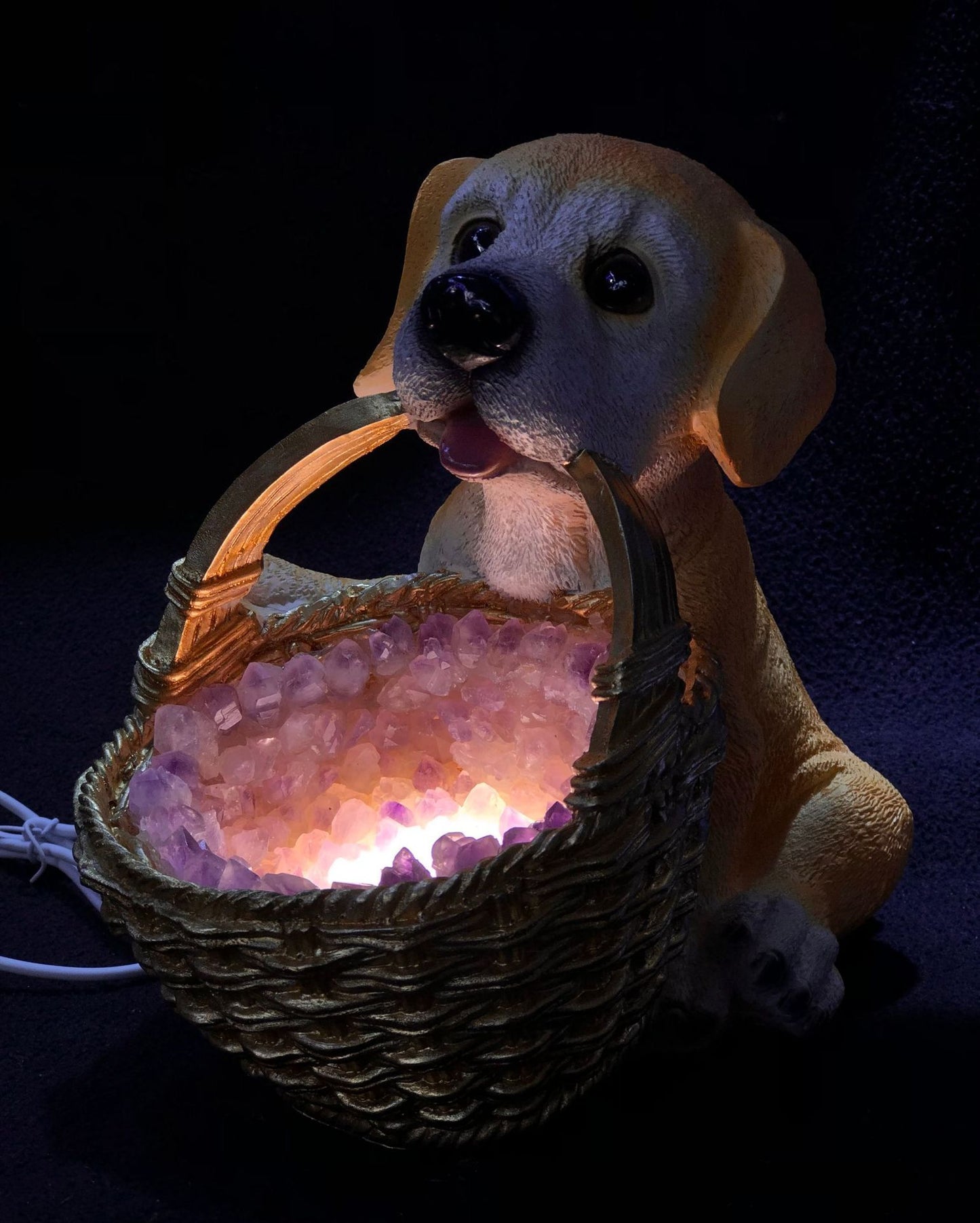 Little Yellow Dog Cabas Crystal Ornament, Amethyst Modern Home Decoration