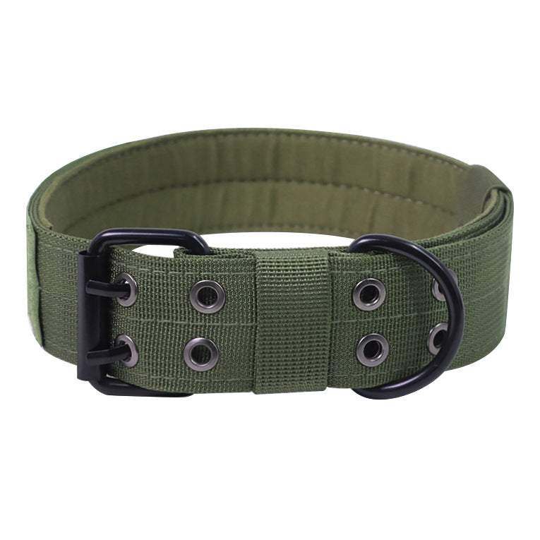 OneTigris Military Adjustable Dog Collar, Heavy-Duty Tactical Collar with Metal D-Ring & Buckle (M–XL)