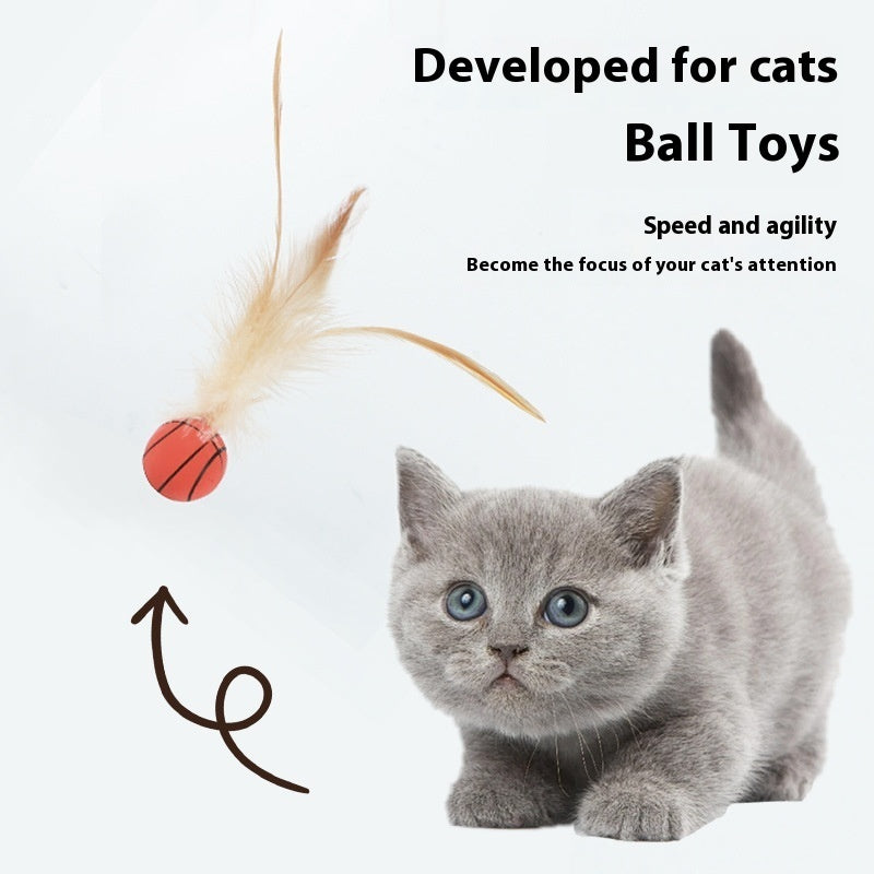 Elastic Chicken Fur Ball Cat Toy – Self-Hit Bouncing Pet Toy (Single & 3-Pack Options)