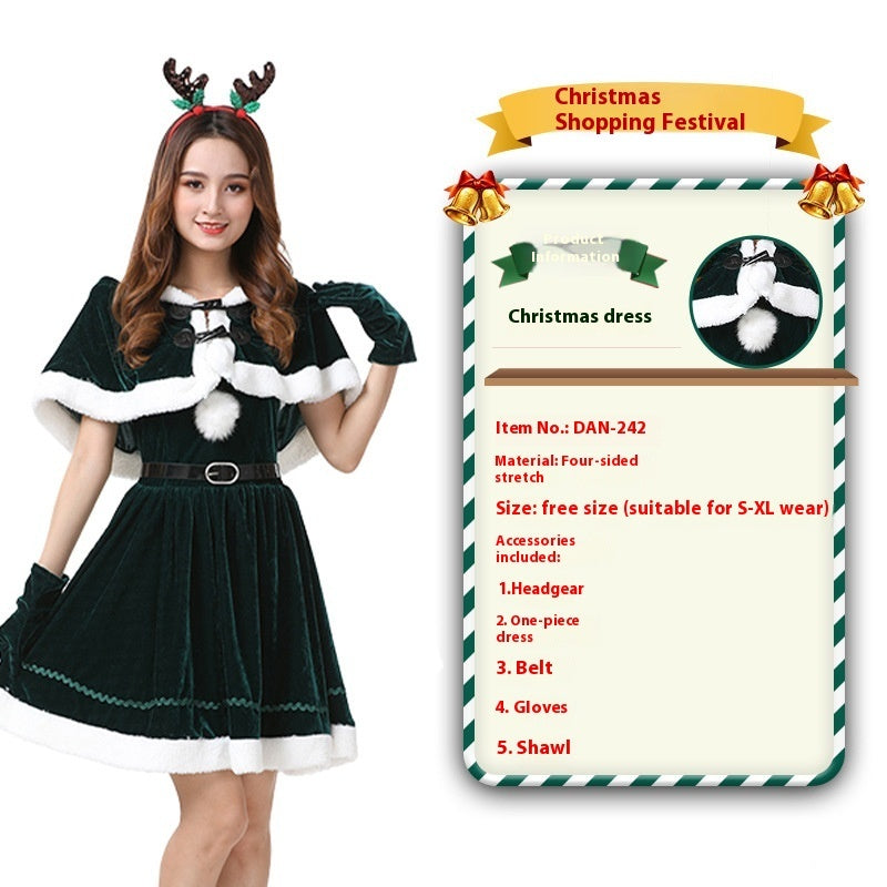 Christmas Bunny Cosplay Uniform, Gold Velvet Women’s Costume Set (Free Size)